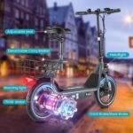 Caroma Peak 1200W/800W/500W Electric Scooter with Seat,14"/12" Fat Tire, Up to 30Miles and 20MPH Electric Scooter Adults&Teens, Adjustable E-Scooter with Shock Absorbtion and Basket - Image 9