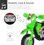 Best Choice Products Kids 6V Ride On Motorcycle w/Treaded Tires, Working Headlights, 2mph Top Speed, Training Wheels, Realistic Sounds, Music, Battery Charger - Green - Image 5