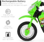 Best Choice Products Kids 6V Ride On Motorcycle w/Treaded Tires, Working Headlights, 2mph Top Speed, Training Wheels, Realistic Sounds, Music, Battery Charger - Green - Image 6