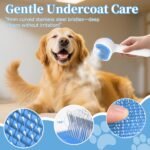 Pet Steam Brush for Dog & Cat - 3-in-1 Steam Grooming Brush for Shedding & Hair Removal - Self Cleaning Spray Comb with Mist for Long Haired Pets - Includes 1*Waterless Shampoo, Blue - Image 5