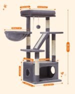 Taoqimiao Cat Tree,38.5-Inch Cat Tower for Indoor Cats,Suitable for Kittens with Luxurious cat condo with Adjustable Baskets and Luxurious Perch MS029SG Smoky Gray - Image 3