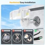Onforu 75W Flood Lights Outdoor, 7000LM Brightness Security Lights Switch Controlled, 3 Adjustable Heads, IP65 Waterproof, 6500K Wall Mount Exterior LED Flood Light - Image 3