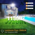 Onforu 75W Flood Lights Outdoor, 7000LM Brightness Security Lights Switch Controlled, 3 Adjustable Heads, IP65 Waterproof, 6500K Wall Mount Exterior LED Flood Light - Image 4