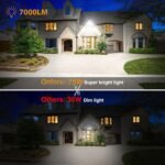 Onforu 75W Flood Lights Outdoor, 7000LM Brightness Security Lights Switch Controlled, 3 Adjustable Heads, IP65 Waterproof, 6500K Wall Mount Exterior LED Flood Light - Image 5