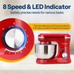 VIVOHOME 4.75 Quart Stand Mixer, 8 Speed Kitchen Electric Food Mixer, Household Stand Mixer for Baking, Cake, Bread with Beater, Dough Hook, Wire Whip and Egg Separator, Red - Image 5