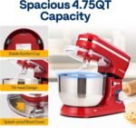 VIVOHOME 4.75 Quart Stand Mixer, 8 Speed Kitchen Electric Food Mixer, Household Stand Mixer for Baking, Cake, Bread with Beater, Dough Hook, Wire Whip and Egg Separator, Red - Image 7