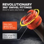 Camco RhinoFLEX 20-Ft RV Sewer Hose Kit - Features Clear Elbow Fitting w/Removable 4-in-1 Adapter - Connects to 3” Slip or 3”/3.5”/4” NPT Threaded Sewer Connection (39742) - Image 5