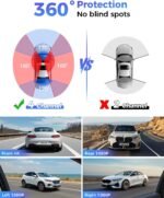 4K 360° Dash Cam, 4-Channel Dash Camera for Cars, Full Coverage Front Rear Left Right Inside with GPS, 5.8GHz Wi-Fi & App, Night Vision, Voice Control, 24H Parking Mode, 128GB Card Included - Image 4