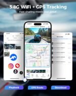 4K 360° Dash Cam, 4-Channel Dash Camera for Cars, Full Coverage Front Rear Left Right Inside with GPS, 5.8GHz Wi-Fi & App, Night Vision, Voice Control, 24H Parking Mode, 128GB Card Included - Image 8