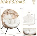 Shintenchi Wicker Egg Basket Chair, Outdoor Oversized Lounge Rattan Patio Chairs with Cushion, Egg Seat for Indoor Living Room Bedroom Outside Patio Backyard Balcony, Beige - Image 3