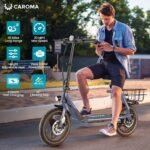 Caroma Peak 1200W/800W/500W Electric Scooter with Seat, 14" Tire, Up to 30Miles & 20MPH, Max Load 300LBS, Foldable Electric Scooter Adults, Commuter Ebike for Adults&Teens, Dual Braking System - Image 3