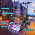 Caroma Peak 1200W/800W/500W Electric Scooter with Seat, 14" Tire, Up to 30Miles & 20MPH, Max Load 300LBS, Foldable Electric Scooter Adults, Commuter Ebike for Adults&Teens, Dual Braking System - Image 7