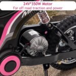 Kids Electric Dirt Bike - 350w 24v Motorcross with 3-Speed Modes, Up to 14.29 MPH, LED Lights & Music, Perfect Electric Motorcycle for Boys & Girls Ages 3+, Stylish Ride-on Toy, Pink - Image 4