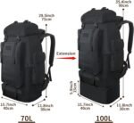 Hiking Backpack, 100L Large Camping Backpack, Expandable Waterproof MOLLE Rucksack, Outdoor Sport Travel Daypack Military Tactical Back pack for Men Women (Black) - Image 3