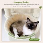 Globlazer Cat Tower for Indoor Cats, Heavy Duty Cat Trees for Large Cats Adult Big Cats Maine Coon Cat Tree Tower with Scratching Post, Extra Large Top Perch, Cat Condos, F61, Beige, 61inch - Image 5