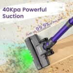 Cordless Vacuum Cleaner, 40KPA/35Mins, Green LED Light, Lightweight Stick Vacuum Self-Standing, Vacuum Cleaners for Home Handheld Vacuum for Pet Hair, Carpet, and Hard Floors, U8 - Image 3