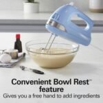 Hamilton Beach 6-Speed Electric Hand Mixer with Whisk, Dough Hooks and Easy Clean Beaters, Powerful 275 Watt Motor, Snap-On Storage Case, Blue - Image 5