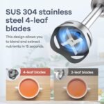 Ganiza Immersion Blender 5 in 1 Hand Blender Max 1000W Heavy Duty Motor, 16 Speed Mode Handheld Blender Stainless Steel Blade With 800ml Mixing Beaker, 600ml Chopper, Whisk and Milk Frother - Image 3