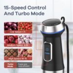 Ganiza Immersion Blender 5 in 1 Hand Blender Max 1000W Heavy Duty Motor, 16 Speed Mode Handheld Blender Stainless Steel Blade With 800ml Mixing Beaker, 600ml Chopper, Whisk and Milk Frother - Image 5
