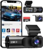 3 Channel Dash Cam, 2.5K Dash Camera Front and Dual 1080P Inside/Rear with 64GB Card, Wi-Fi Dash Cam Front and Rear, Night Vision, G-Sensor, 24H Parking, Loop Recording, 1.97”IPS, Support 256GB - Image 2