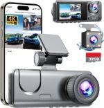 3 Channel Dash Cam Front and Rear Inside, Bulit a 32GB Card, Dash Camera for Cars,4K Full HD 2.0'' IPS Screen Dashcam with G-Sensor, IR Night Vision, WDR, Loop Recording, 24H Parking Mode - Image 2