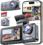 3 Channel Dash Cam for Cars Front Rear Inside, 1080P WiFi Dash Cam w/ 32GB Card, 2.0" IPS Screen Dashboard Camera Recorder with App Control, G-Sensor, Loop Recording, Night Vision, Parking Monitor - Image 2