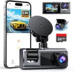 3 Channel WiFi Dash Cam Front and Rear Inside with 64GB SD Card, 2.5K+1080P+1080P Car Dash Camera for Cars Front and Rear, Dashcam with G-Sensor, Loop Recording, 24H Parking Mode, Support 512GB - Image 2