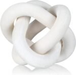 3 Link Wood Knot Decor - Hand Carved Coffee Table Decoration, Boho Chain Link Decor, Modern Shelf, Rustic Objects for Home Living Room Bedroom(White) - Image 2