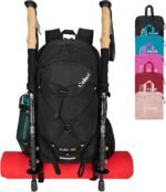 45L Hiking Backpack with Rain Cover, Lightweight Foldable Camping Backpack for Trekking, Water-Resistant Daypack with Hiking Pole & Mat Carrying System,Black - Image 2