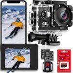 4K 30FPS WiFi Action Camera with 128GB Memory Card- 98FT Waterproof Ultra HD Underwater Camera, 170° Wide Angle 2.0" Screen, Sports Camera with 2 Batteries, Mounting Accessories Kit (4k cam) - Image 2