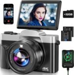 4K Digital Camera for Photography with WiFi, 2025 Latest Auto-Focus Vlogging Camera for YouTube Video 3'' 180° Flip Screen Travel Cameras 16X Zoom Anti-Shake 4K Cameras with SD Card, 2 Batteries - Image 2