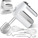 5-Speed Electric Hand Mixer, 800W Handheld Mixer with Turbo for Baking & Cooking, Kitchen Food Mixer with Storage Case & 5 Stainless Steel Attachments (2 Beaters, 2 Dough Hooks, 2 Whisks)-White - Image 2