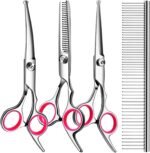 5 in1 Dog Grooming Scissors Kit, Professional Dog Scissors for Grooming with Safety Round Tips, Titanium Coated Grooming Shears for Dogs Cat Pet At Home - Image 2