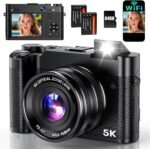 5K Digital Camera, 64MP Cameras for Photography with 6X Optical Zoom & Autofocus, WiFi Vlogging Camera for YouTube Video, Dual-Lens, 2 Batteries, 64GB Card & Flash, Best Cameras for Content Creators - Image 2