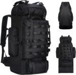 70L/100L Camping Hiking Backpack with Rain Cover, Expandable Large Military Tactical Backpack, Waterproof Molle Racksack Travel Backpacking Daypack for Climbing Trekking (Black) - Image 2
