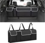 AUCELI Car Trunk Organizer, Backseat Hanging Large Storage with Adjustable Straps, Waterproof Collapsible Cargo Bag with 4 Pockets, Sturdy Space Saver Frees Trunk Floor for SUV, Truck, MPV - Image 2