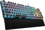 AULA F2088 Typewriter Style Mechanical Gaming Keyboard Blue Switches,Rainbow LED Backlit,Removable Wrist Rest,Media Control Knob,Retro Punk Round Keycaps,USB Wired Computer Keyboard - Image 2