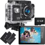 Action Camera FHD 1080P with 32GB Card, 98FT/30M Underwater Waterproof Camera with 2 Rechargeable Batteries, Wide Angle Sports Camera with Accessories Kit Suitable for Helmet, Bicycle, etc. - Image 2