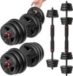 Adjustable Dumbbells, 20/30/40/55/60/70/80/90lbs Free Weight Set with Connector, 2 or 3 in 1 Dumbbells Used as Barbell, Kettlebells, Fitness Exercises for Home Gym Suitable for Men/Women - Image 2