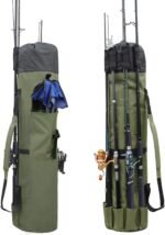 Allnice Durable Canvas Fishing Rod & Reel Organizer Bag Travel Carry Case Bag- Holds 5 Poles & Tackle - Image 2
