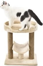 Amazon Basics Multi- Platform Cat Tree with Scratching Post for Indoor Cats up to 25lbs, 18 x 14 x 22 Inches, Beige - Image 2