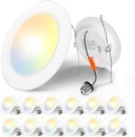 Amico Recessed Lighting 5/6 Inch, 12 Pack 5CCT Flat LED Can Lights, 2700K/3000K/4000K/5000K/6000K Selectable,12W Eqv 110W, 1050LM Brightness, Retrofit Installation - ETL & FCC, White - Image 2