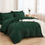 Andency Queen Comforter Set 7 Piece Dark Emerald Green - Bed in a Bag Queen Boho Lightweight Fluffy Tufted Bedding Sets with Comforter, Sheets, Pillowcases & Shams - Image 2