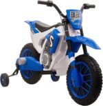Aosom 12V Kids Motorcycle w/Treaded Tires, 5mph Top Speed Electric Bike for Kids, Ride On Motorcycle w/Training Wheels, Battery Charger, Spring Suspension, Blue - Image 2