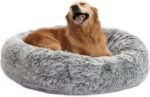 Bedfolks Calming Donut Dog Bed, 36 Inches Round Fluffy for Large Dogs, Anti-Anxiety Plush, Machine Washable (Dark Grey, Large) - Image 2