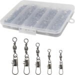 Beoccudo Fishing Swivels Snap Swivels 210pcs Barrel Swivels with Snaps, Fishing Swivels Saltwater Freshwater Snap Connector - Image 2