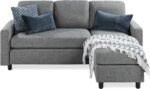 Best Choice Products Upholstered Sectional Sofa for Home, Apartment, Dorm, Bonus Room, Compact Spaces w/Chaise Lounge, 3-Seat, L-Shape Design, Reversible Ottoman Bench, 680lb Capacity - Gray - Image 2