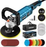 Buffer Polisher, 1600W 7 Inch/6 Inch Rotary Buffer Polisher Waxer, 7 Variable Speed 1000-3500 RPM, Detachable Handle for Car, Boat Sanding, Polishing, Waxing - Image 2