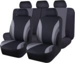 CAR PASS Line Rider Sporty Cloth 11PCS Universal Fit Car Seat Cover -100% Breathable with 5mm Composite Sponge Inside,Airbag Compatible,3zipper Bench(Full Set, Black and Gray) - Image 2