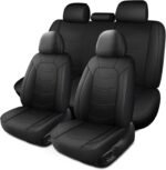 Car Seat Covers Full Set,Leather Car Seat Covers,Breathable and Sporty Car Seat Cover,Universal Fit Anti-Slip Seat Covers for SUV Cars Sedan and Truck(Full Seat,Black,N2) - Image 2